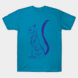 blue tribal cat tattoo T-Shirt